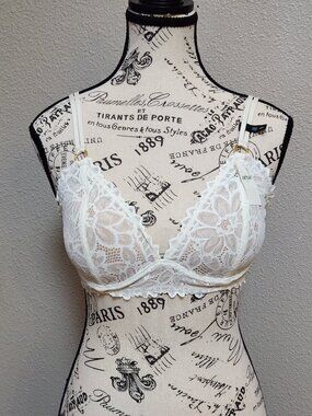 AERIE Vintage Lace Plunge Push-Up Bra - 32D - NEW NWT